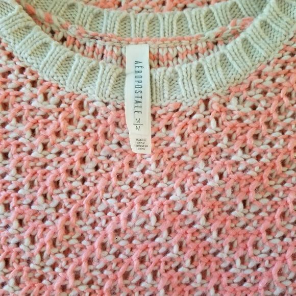 3 for $18 Aeropostale Salmon and Tan High Low Long Sweater M - Picture 4 of 5